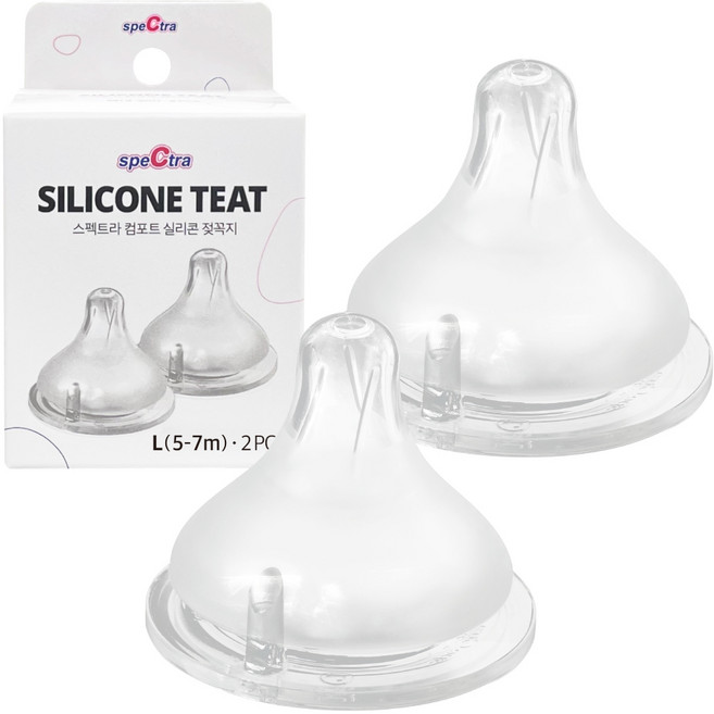 스펙트라 컴포트 실리콘 젖꼭지, L(5~7개월), 2개