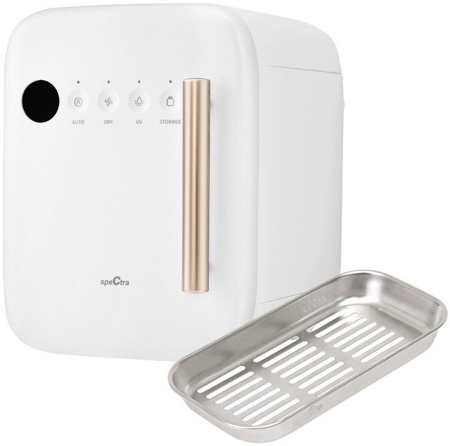 스펙트라 UV LED 젖병 살균소독기 SPES-03 + 스테인리스 밧드 세트, 클래시 화이트, SPES-03W