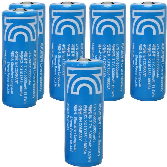 라이트형제 26650 5000mAh 리튬이온 배터리 충전지, 1개입, 6개