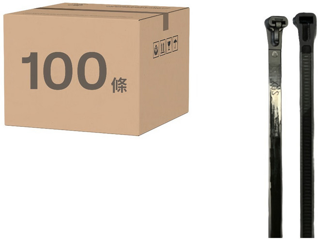 POLYWELL 寶利威爾 可鬆式束線帶 300 x 8 PW15-T65-0096 黑色 100條, 1包