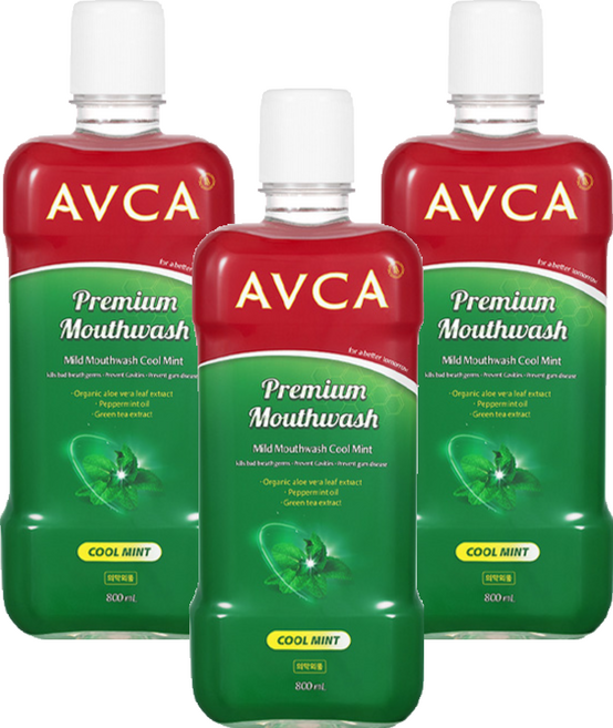 아브카 마일드 쿨 민트향 구강청결제, 800ml, 3개