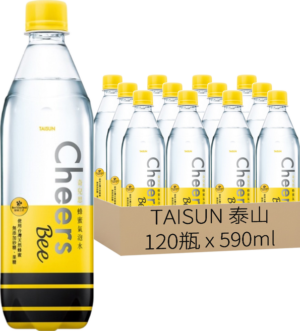 TAISUN 泰山 Cheers BEE 蜂蜜氣泡水, 590ml, 120瓶