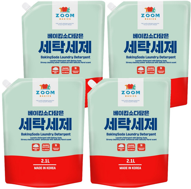 ZOOM 小蘇打洗衣精 2.1L 韓國製造, 4包