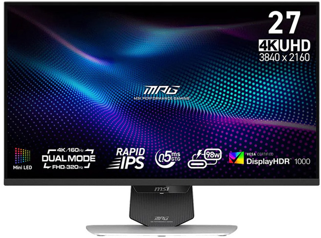 msi 微星 IPS 4K 雙模式電競螢幕 UHD/0.5ms/HDR1000/Type-C, 27吋, MPG 274URDFW E16M