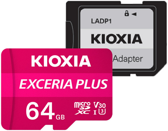 키오시아 EXCERIA PLUS HC UHS-I microSD 메모리카드 + SD 어댑터 세트, 64GB, 1개