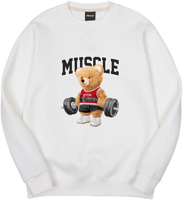 옥스타 남녀공용 머슬 곰돌이 특양면 맨투맨 3SSP006