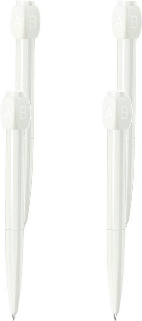 轉轉答案筆 中性筆 0.5mm, 白色, 4支