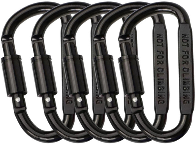 고강도 강철 카라비너 5p 세트, 블랙