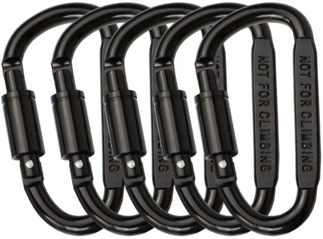 고강도 강철 카라비너 5p 세트, 블랙 - 쿠팡