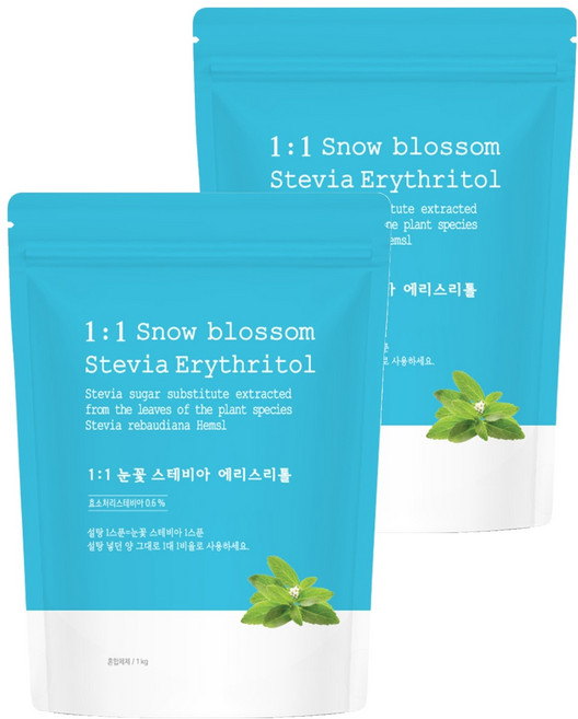 자연지애 1:1 눈꽃 스테비아 에리스리톨, 1kg, 2개