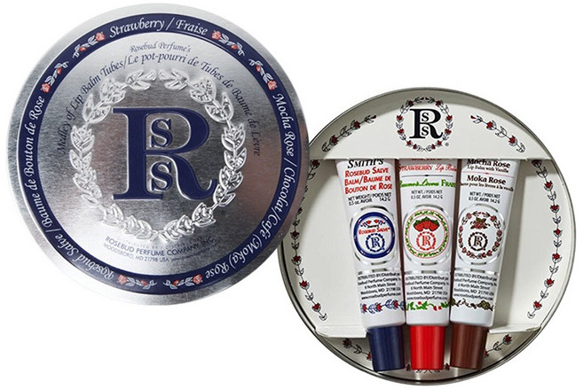 SMITH'S ROSEBUD SALVE 經典圓鐵禮盒 3條 42.6g, 玫瑰+草莓+摩卡玫瑰, 1盒