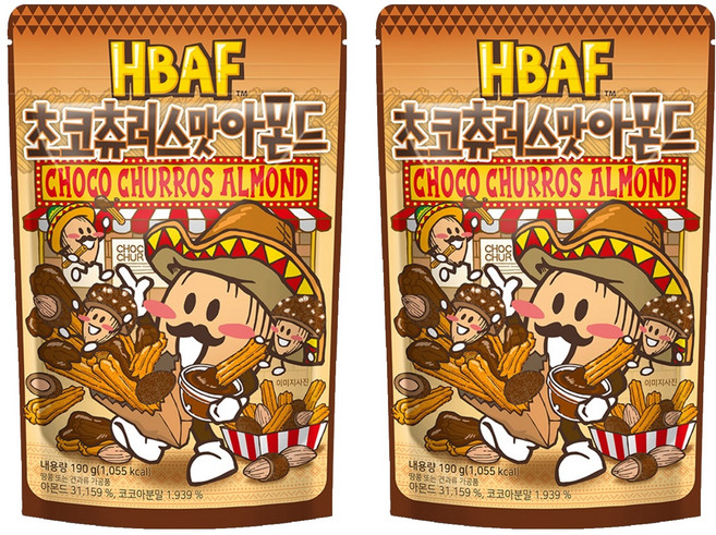 바프 초코츄러스맛 아몬드, 2개, 190g