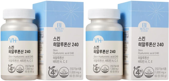뷰티푸드 스킨히알루론산 240 60g, 60정, 2개 - 쿠팡