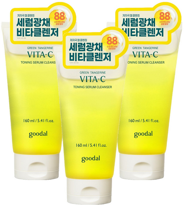 구달 청귤 비타C 토닝 세럼 클렌저, 3개, 160ml