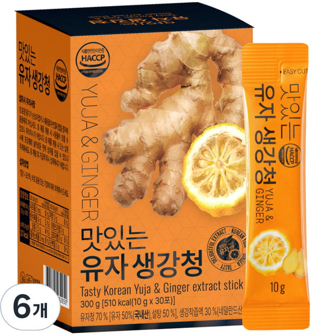 유기농마루 정품 맛있는 유자 생강청 30p, 300g, 6개