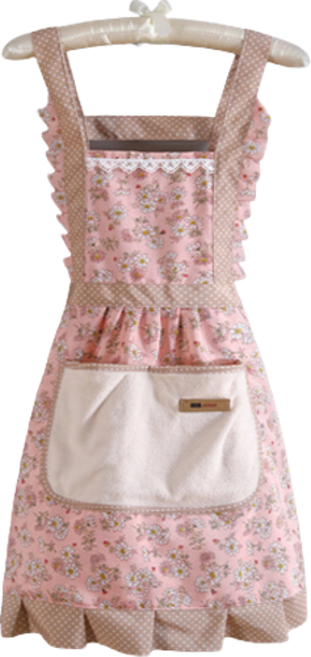 골드팡 코튼 캔버스 꽃 스타일 홈 주방 패션 앞치마, 핑크, 1개