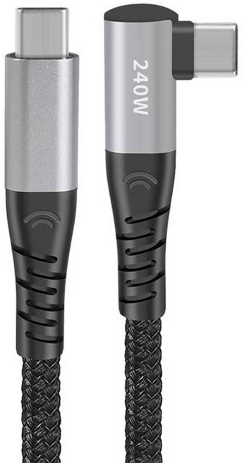HOLiC CABLES TC to C L型240W PD充傳線, 1m, 黑色, 1條