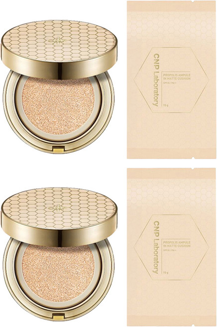 CNP차앤박 프로폴리스 앰플 인 매트쿠션 15g + 리필 15g, 21호 라이트 베이지, 2개