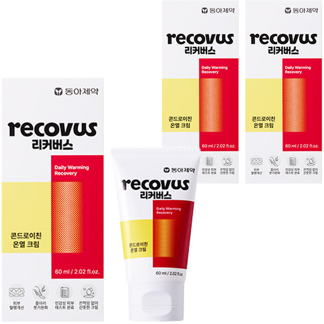 동아제약 리커버스 콘드로이친 온열 크림, 3개, 60ml