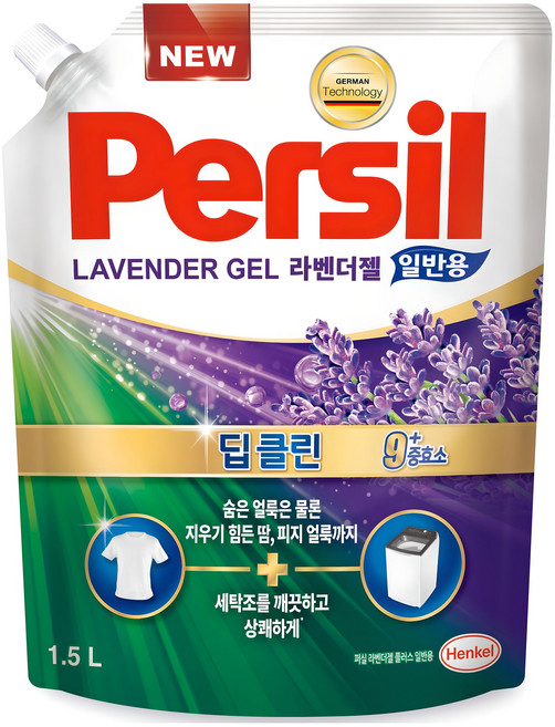 퍼실 딥클린 플러스 액상 세탁세제 라벤더젤 일반용 리필, 1개, 1.5L