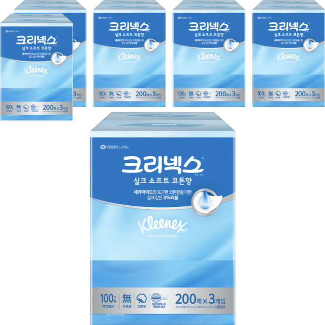 크리넥스 실크소프트 갑티슈 2겹 코튼향, 200매, 18개
