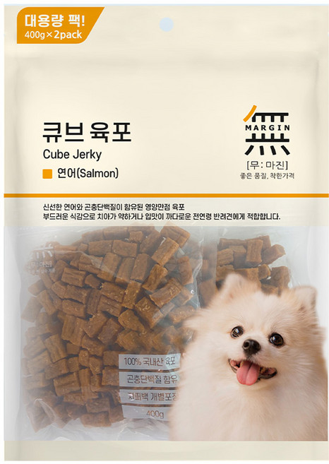 무마진 큐브 육포 강아지 간식 져키, 연어맛, 800g, 1개