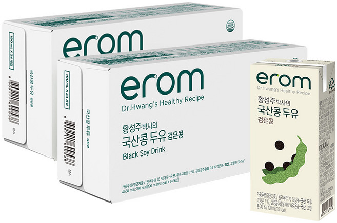 이롬 황성주 박사의 국산콩 두유 검은콩, 190ml, 48개