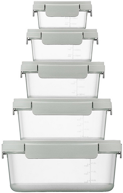 LocknLock 樂扣樂扣 空間精靈收納保鮮盒 5個, 5 個容器 + 5 個蓋子, 1組