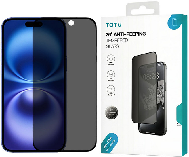 TOTU 拓途 犀牛家族 手機 鋼化玻璃 螢幕保護貼 iPhone 16 Plus 防偷窺 9H 0.23mm 2.5D 黑色