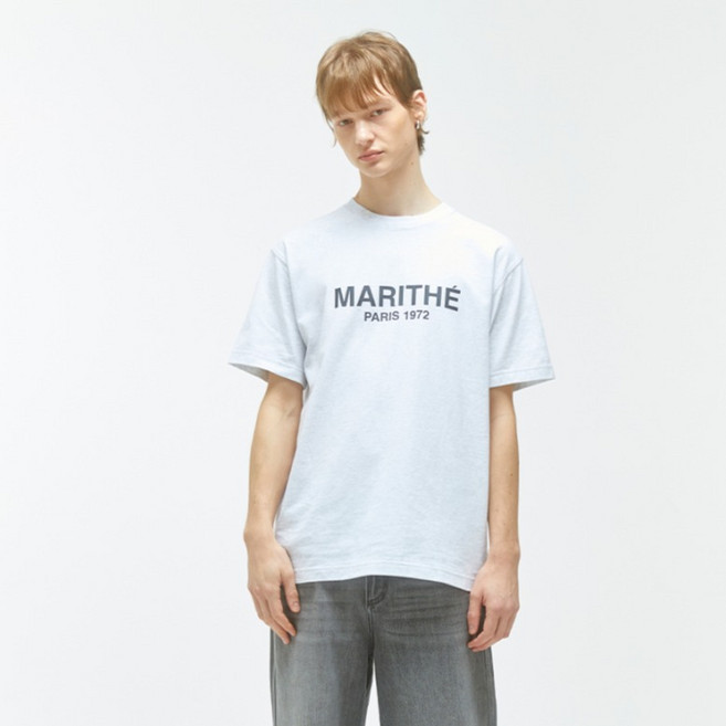 MaritheFrancoisGirbaud 男女通用 REGULAR LOGO T恤, 淺麻灰色