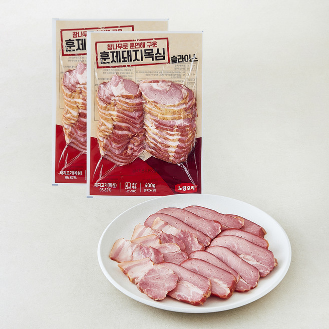 노랑오리 훈제돼지목심 바베큐 슬라이스, 400g, 2개