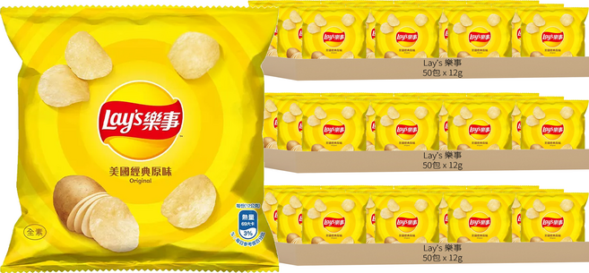 Lay's 樂事 洋芋片 美國經典原味, 12g, 150包
