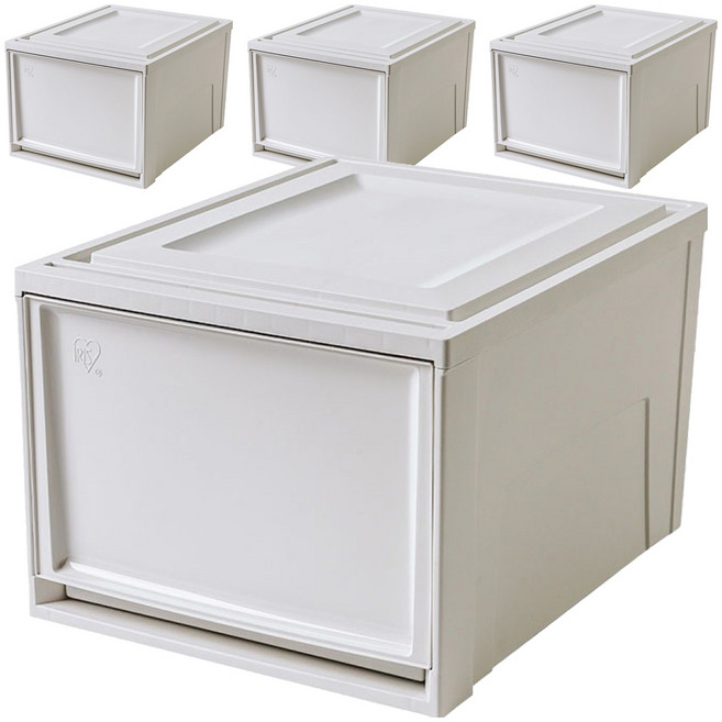 아이리스 국내생산 시스템 수납함 슬라이딩 서랍장 BC-450, 화이트그레이, 4개