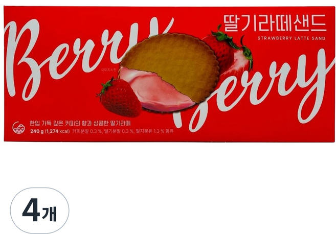플러스제주 딸기라떼샌드, 4개, 240g