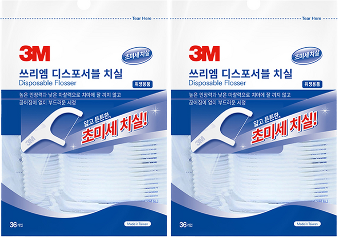 쓰리엠 싱글라인 일회용 치실, 36개입, 2개
