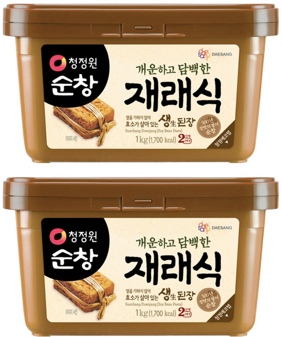 청정원순창 개운하고 담백한 재래식 생된장, 1kg, 2개