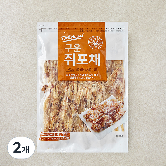 해맑은푸드 구운쥐포채, 2개, 320g