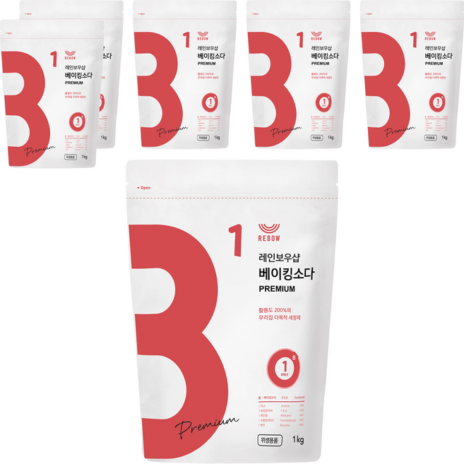 레인보우샵 베이킹소다 프리미엄, 1kg, 6개