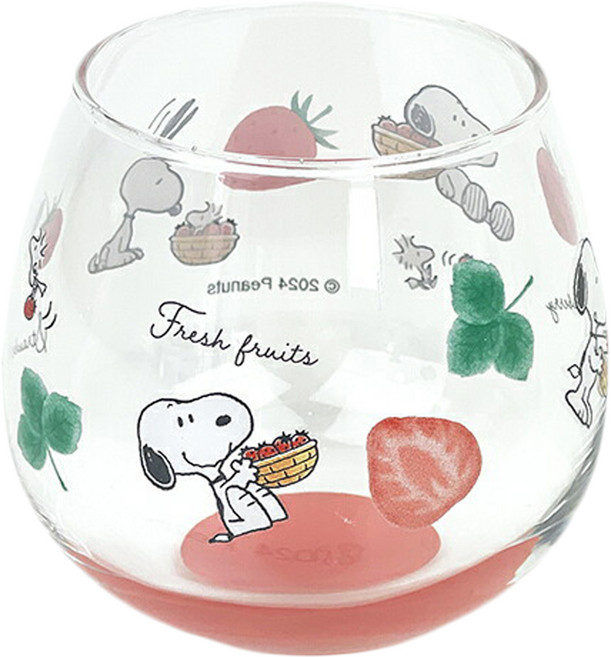 PEANUTS 史努比 玻璃杯, 草莓, 300ml, 1個