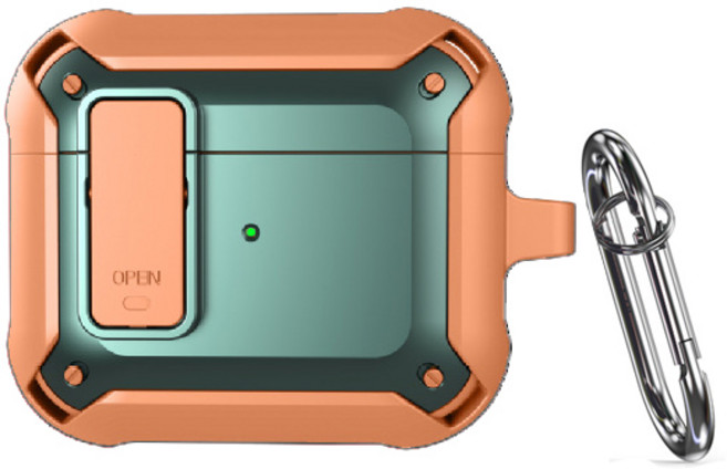 포티튜드 투톤클립 에어팟프로 케이스 + 카라비너 세트, 그린핑크, 1개