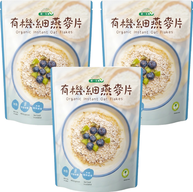 統一生機 有機細燕麥片, 400g, 3包