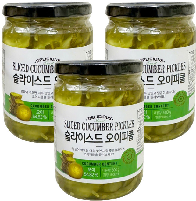 효성인터내셔널 슬라이스드 오이피클, 3개, 500g