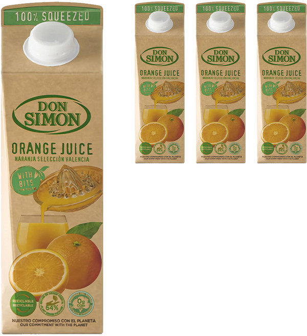 돈시몬 착즙 오렌지 주스, 1L, 4개