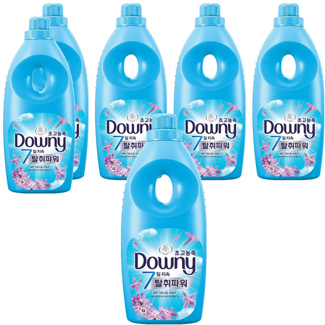 다우니 7일 지속 탈취파워 초고농축 섬유유연제 레몬 그라스와 라일락 본품, 1L, 6개