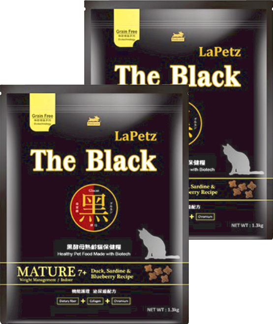 LaPetz 樂倍 黑酵母熟齡貓保健糧, 鴨肉+雞肉+沙丁魚, 1.3kg, 2袋