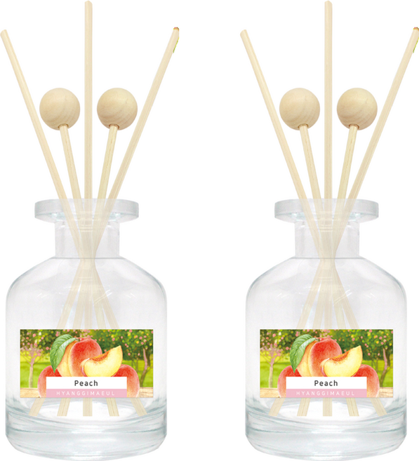 향기마을 실내용 홈 디퓨저, 복숭아, 150ml, 2개