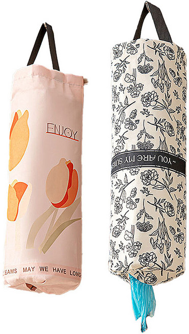 리빙망고 뽑아쓰는 비닐 봉투 수납 걸이 정리함 2종 세트 10 x 47 cm, 혼합색상, 1세트