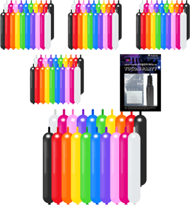 투코비 260 캔디칼라 요술풍선 100p + 손펌프 + 고정테이프 세트, 혼합색상, 1세트