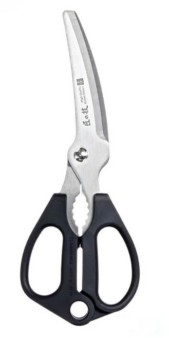 GREEN BELL 綠鐘 TakumiNoWaza 匠之技 不銹鋼便利廚房剪刀, 黑色, 1支