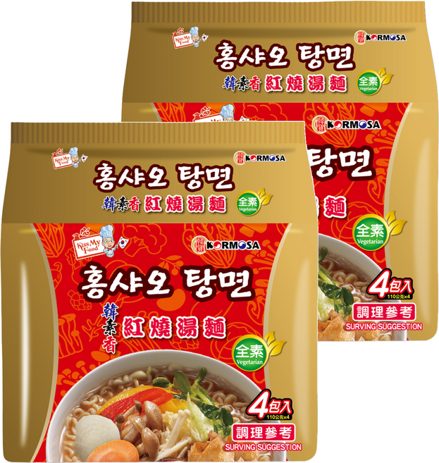 KORMOSA 韓寶 韓素香紅燒湯麵 全素 紅燒湯頭融合川味椒香 Q彈麵條, 8包
